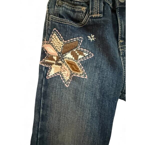 BABY GAP Girls 2t Fair Isle EMBROIDERED Denim Toddler Nordic Winter star Pants - Picture 4 of 9
